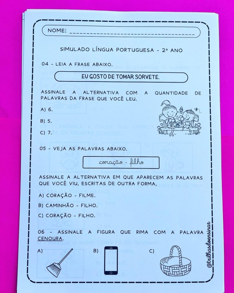 SIMULADO SAEB 2023 – 2° ANO – LÍNGUA PORTUGUESA E MATEMÁTICA – TRILHAS ...