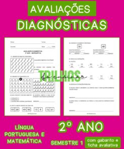 KIT AVALIAÇÕES DIAGNÓSTICAS LÍNGUA PORTUGUESA E MATEMÁTICA – 2º ANO - 1º SEMESTRE 2026