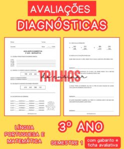 KIT AVALIAÇÕES DIAGNÓSTICAS LÍNGUA PORTUGUESA E MATEMÁTICA – 3º ANO - 1º SEMESTRE 2026