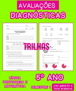 KIT AVALIAÇÕES DIAGNÓSTICAS LÍNGUA PORTUGUESA E MATEMÁTICA – 5º ANO - 1º SEMESTRE 2026